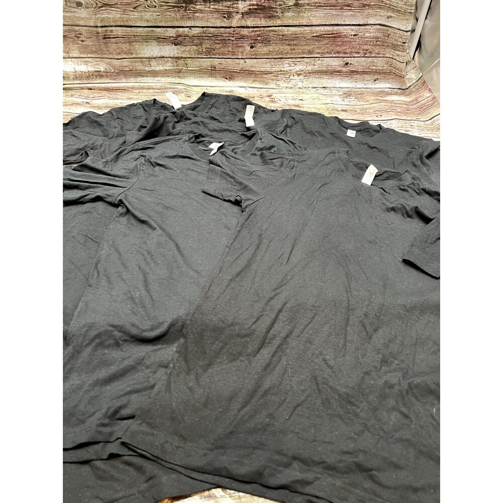 Pack of 6 Canvas Black Classic T-Shirts Plain Casual Wear Unisex Size Small Long